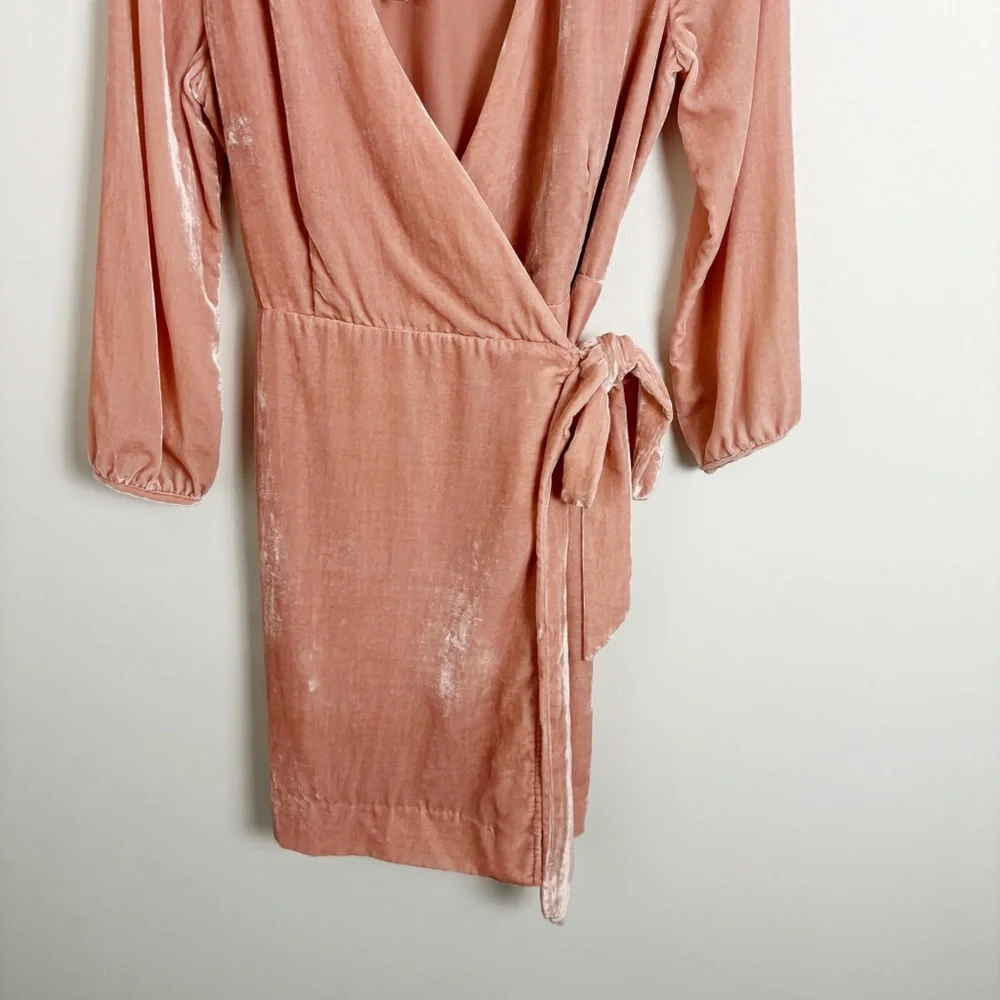 J.Crew Pink Velvet Wrap Dress Size 2